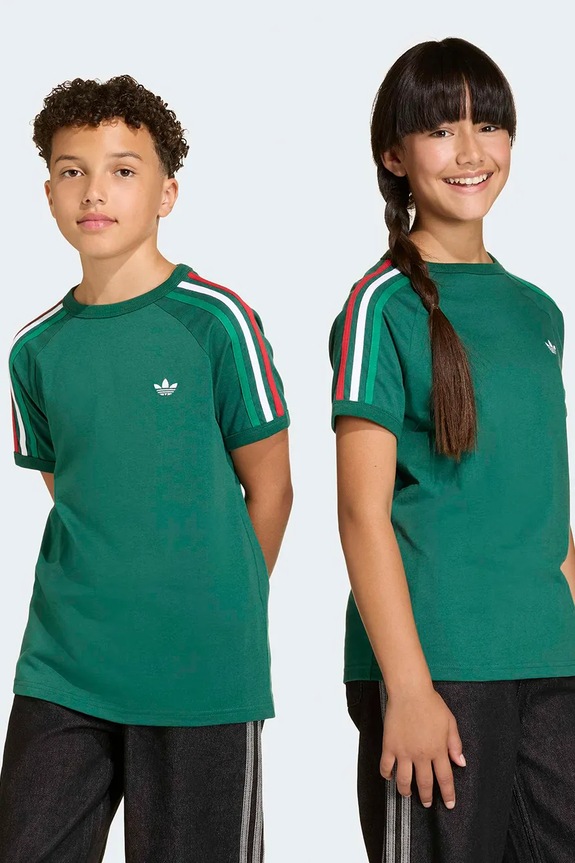 adidas Originals tricou de bumbac pentru copii imprimeu verde KC9514