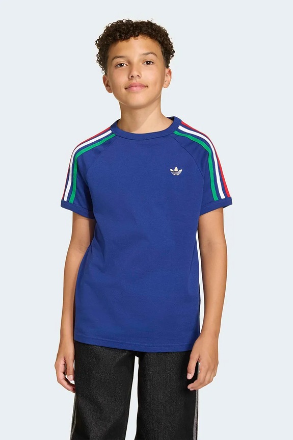 Detské bavlnené tričko adidas Originals modrá KC9515