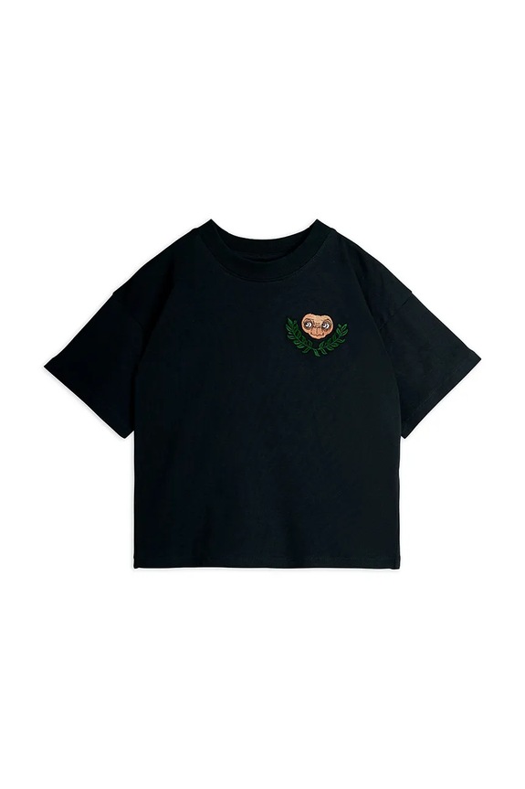 Mini Rodini t-shirt bawełniany dziecięcy E.T. aplikacja czarny 25820102