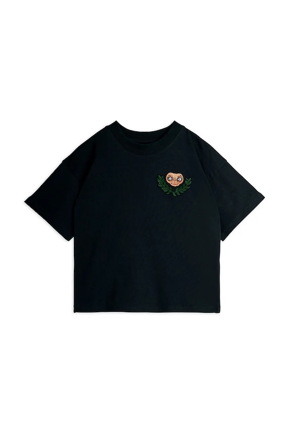 Mini Rodini t-shirt bawełniany dziecięcy E.T. aplikacja czarny 25820102