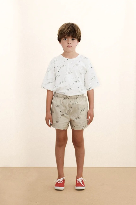 Tinycottons t-shirt in cotone per bambini TINY & TINY KNITTED TEE prodotto per bambini bianco SS26.008