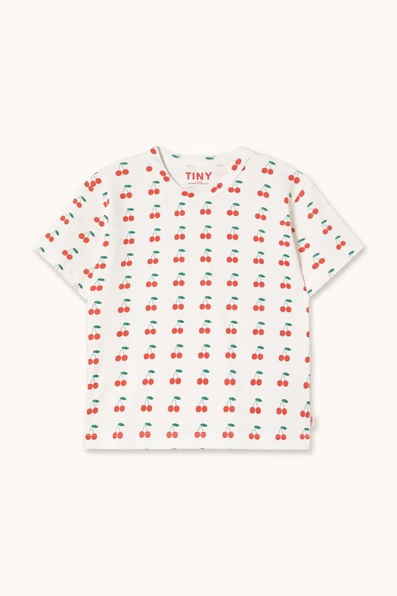 Tinycottons t-shirt in cotone per bambini CHERRIES KNITTED TEE SS26.018 bianco SS26