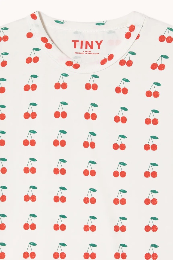 Tinycottons t-shirt in cotone per bambini CHERRIES KNITTED TEE bianco SS26.018