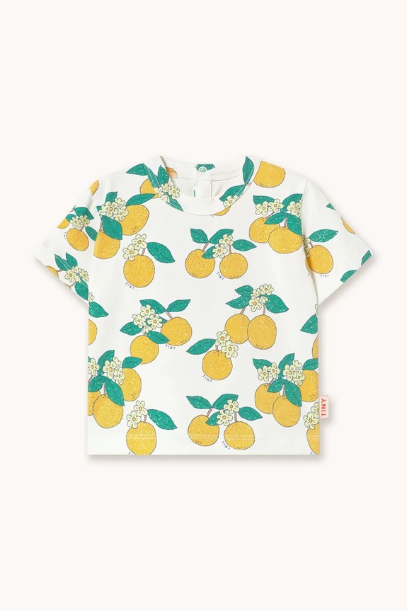 Tinycottons maglieta neonato/a ORANGES KNITTED BABY TEE tessuto elasticizzato bianco SS26.029