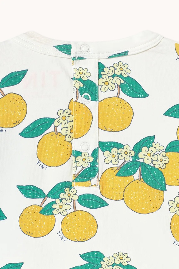 BIMBA Tinycottons maglieta neonato/a ORANGES KNITTED BABY TEE SS26.029 bianco