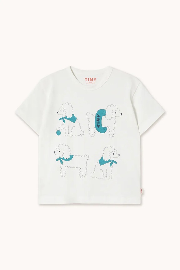 Tinycottons tricou de bumbac pentru copii POODLE GRAPHIC TEE print alb SS26.038