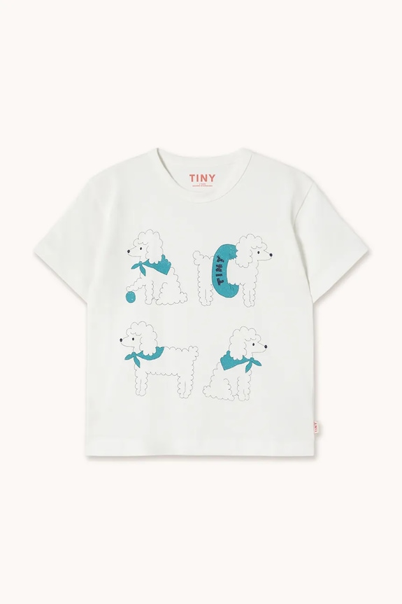 Tinycottons tricou de bumbac pentru copii POODLE GRAPHIC TEE print alb SS26.038