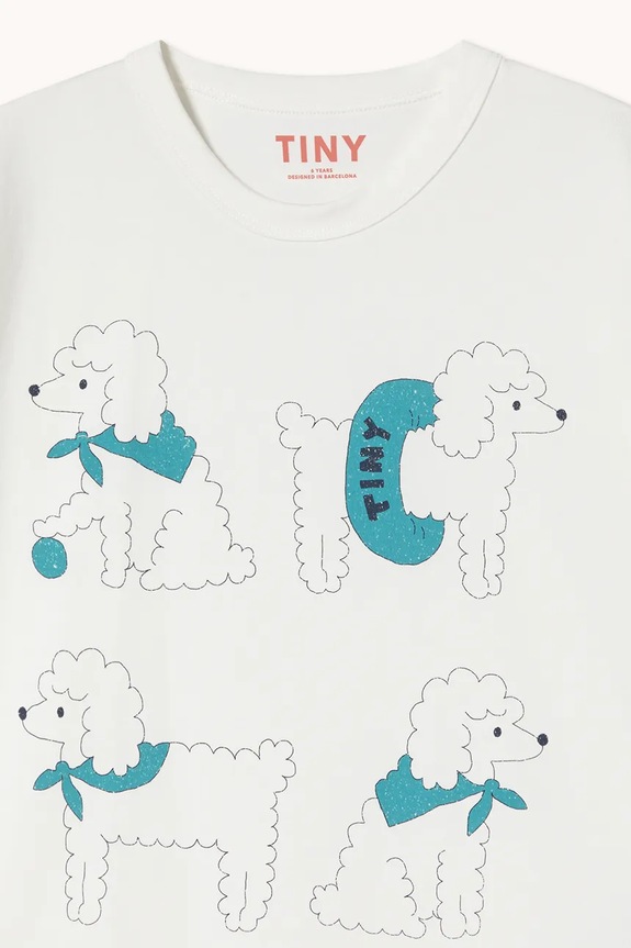 Băieți Tinycottons tricou de bumbac pentru copii POODLE GRAPHIC TEE SS26.038 alb