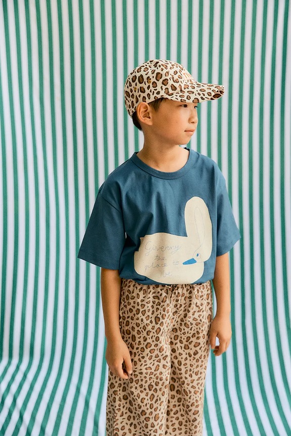 Tinycottons t-shirt in cotone per bambini SWAN GRAPHIC TEE prodotto per bambini blu navy SS26.058