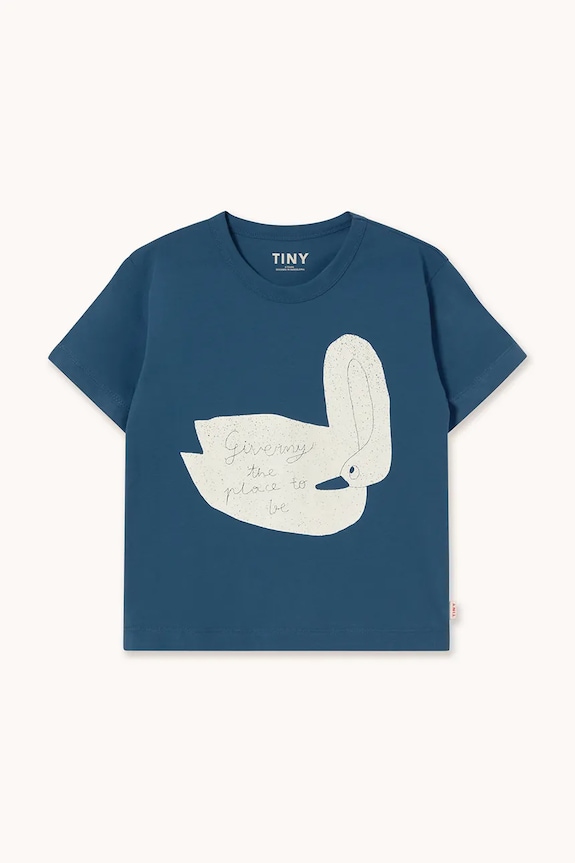 Tinycottons t-shirt in cotone per bambini SWAN GRAPHIC TEE SS26.058 blu navy SS26