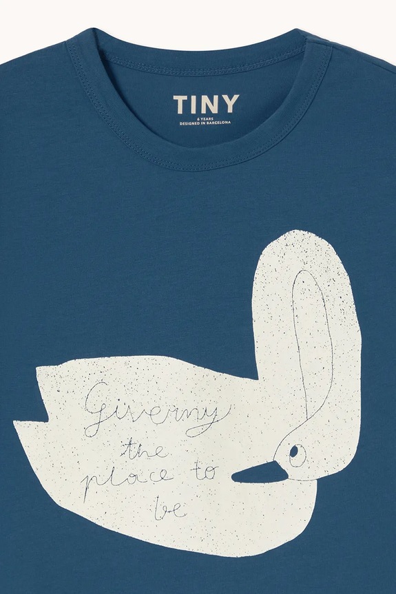 Tinycottons t-shirt in cotone per bambini SWAN GRAPHIC TEE blu navy SS26.058