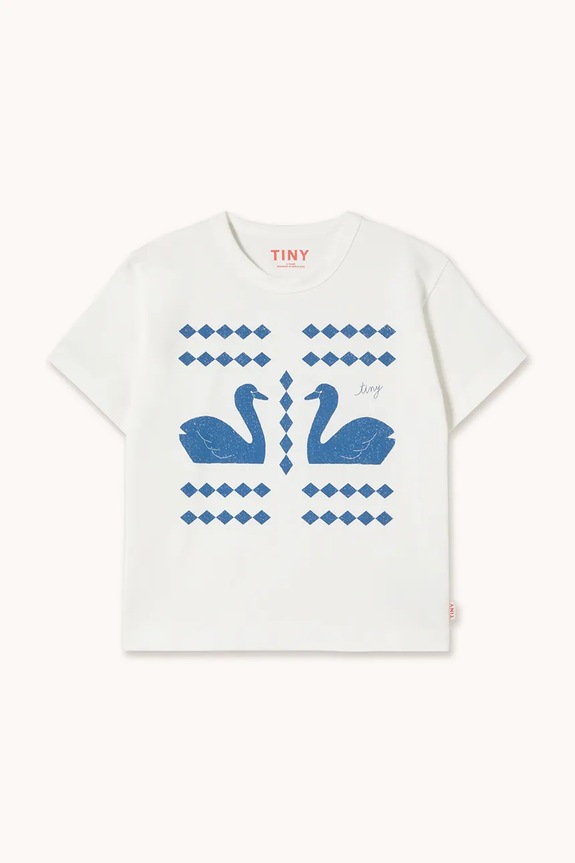 Tinycottons tricou de bumbac pentru copii SWANS DIAMONDS GRAPHIC TEE SS26.059 alb SS26