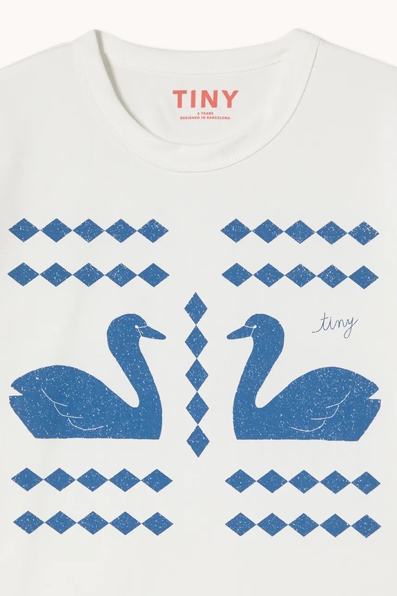 Tinycottons tricou de bumbac pentru copii SWANS DIAMONDS GRAPHIC TEE alb SS26.059