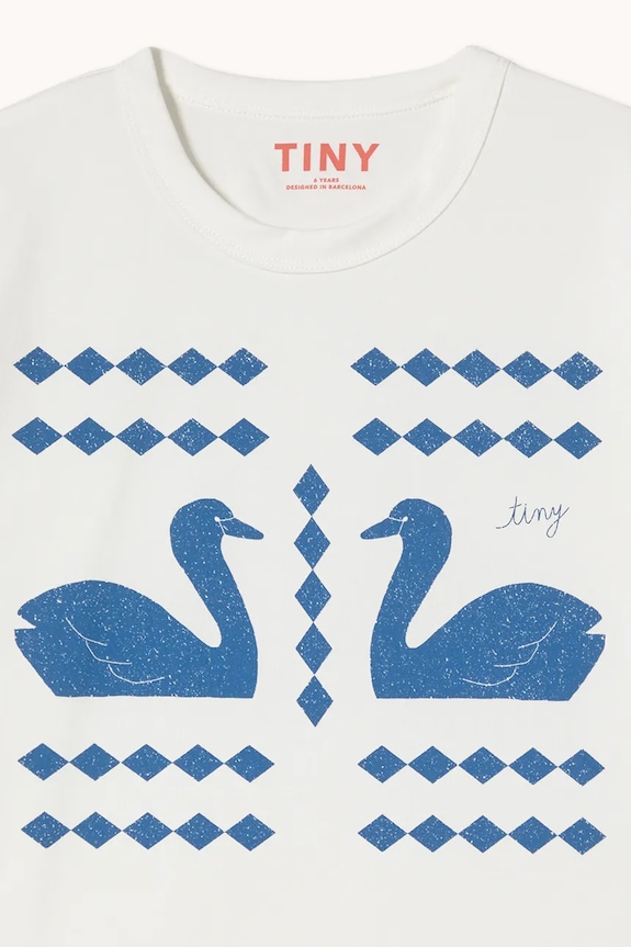 Tinycottons tricou de bumbac pentru copii SWANS DIAMONDS GRAPHIC TEE alb SS26.059