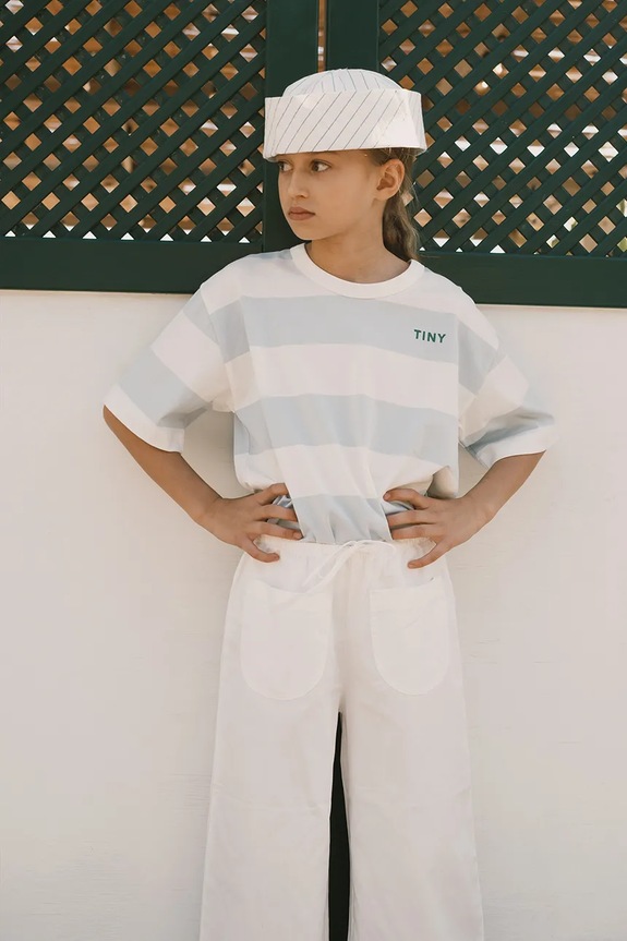 Tinycottons tricou de bumbac pentru copii STRIPES KNIT TEE cu modele albastru SS26.077