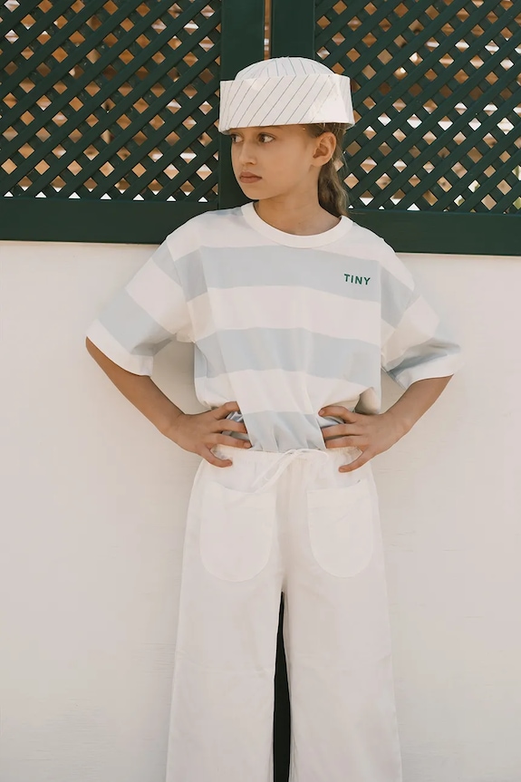 Tinycottons tricou de bumbac pentru copii STRIPES KNIT TEE cu modele albastru SS26.077