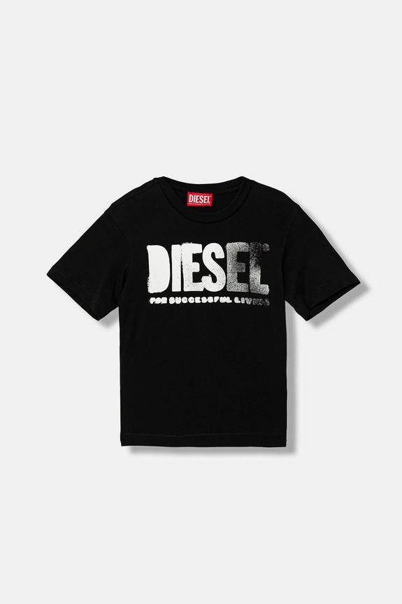 Dječja pamučna majica kratkih rukava Diesel THIDE OVER T-SHIRT pamuk crna J02587.0GRAI