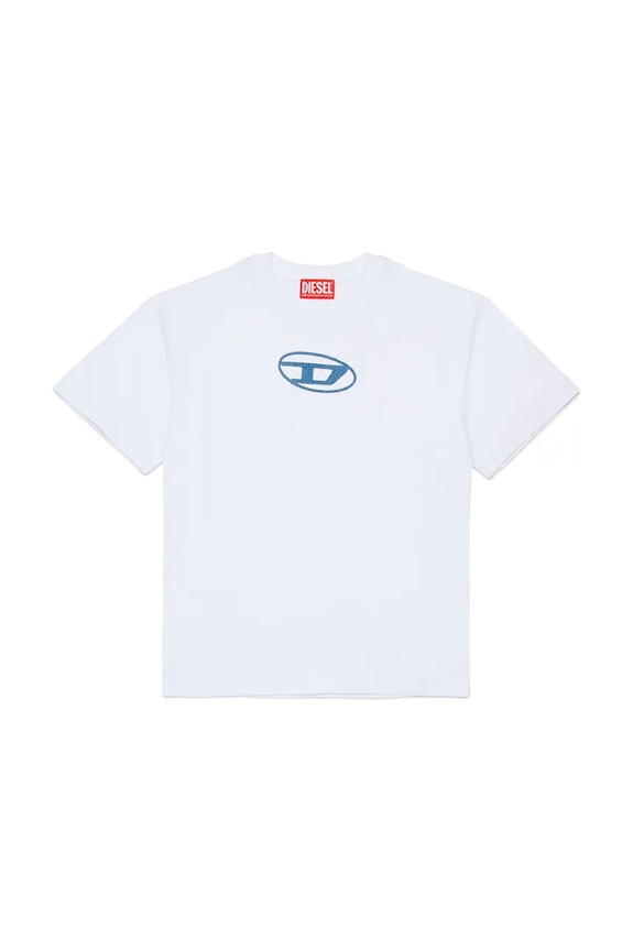 Diesel tricou de bumbac pentru copii TLOGY OVER T-SHIRT imprimeu alb J02590.0GRAI