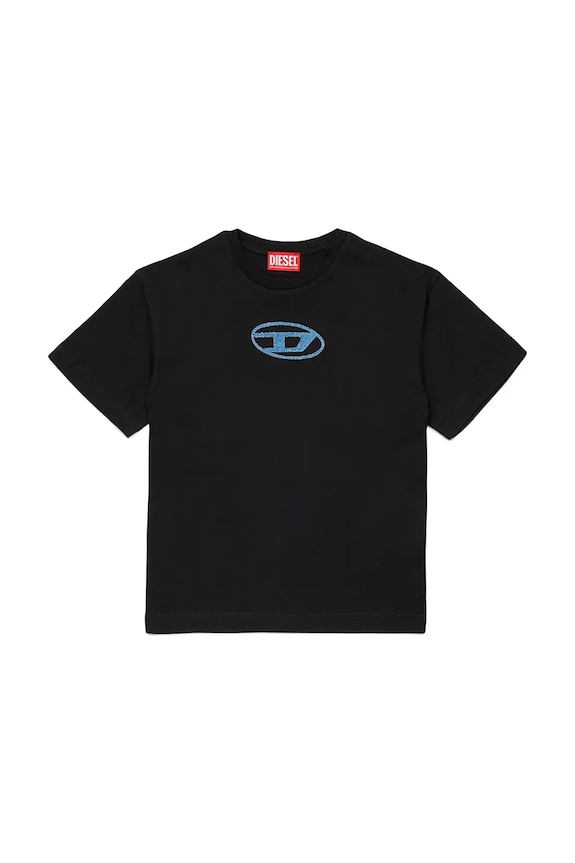 Diesel tricou de bumbac pentru copii TLOGY OVER T-SHIRT imprimeu negru J02590.0GRAI