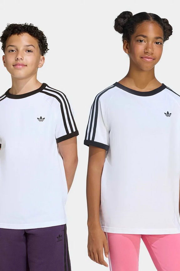 Дитяча бавовняна футболка adidas Originals аплікація білий KE0920
