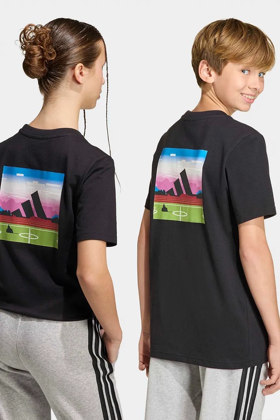 adidas t-shirt bawełniany dziecięcy nadruk czarny KA0533