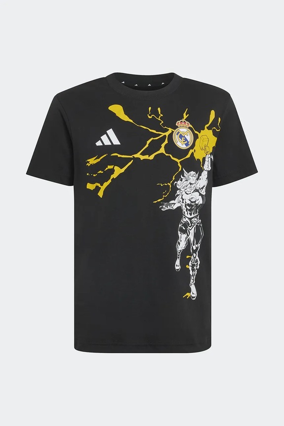 Παιδικό βαμβακερό μπλουζάκι adidas Performance REAL MARVEL JY5856 μαύρο SS26
