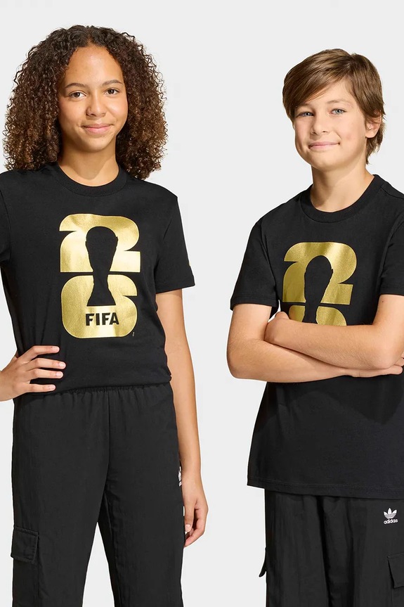 Detské bavlnené tričko adidas Performance FIFA bavlna čierna KB3707