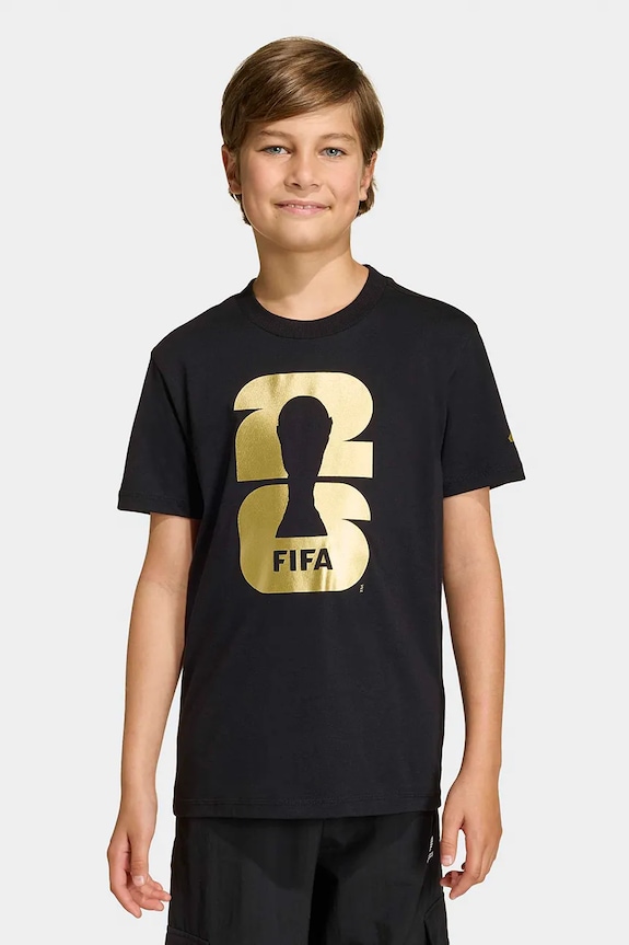 Detské bavlnené tričko adidas Performance FIFA čierna KB3707