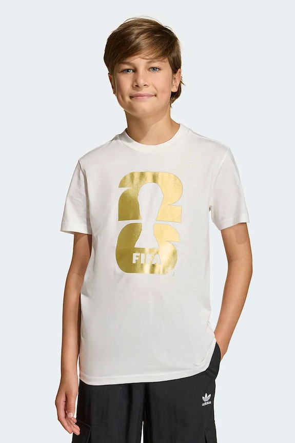 adidas Performance t-shirt bawełniany dziecięcy FIFA biały KB3706