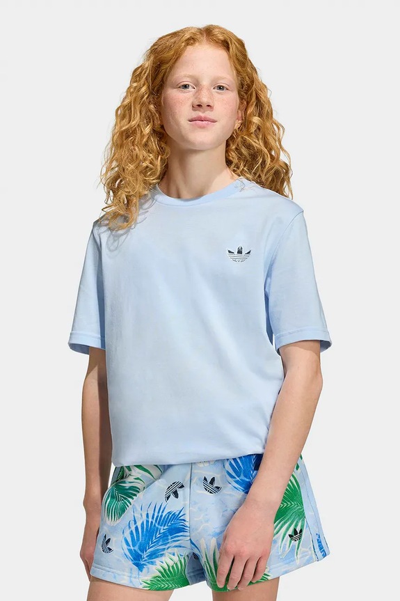 Detské bavlnené tričko adidas Originals modrá KC9540