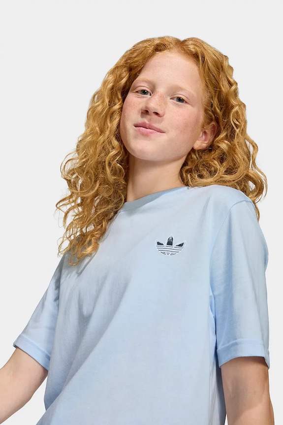 Detské bavlnené tričko adidas Originals KC9540 modrá