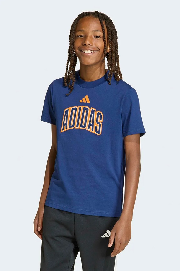 adidas tricou de bumbac pentru copii print albastru KD3454