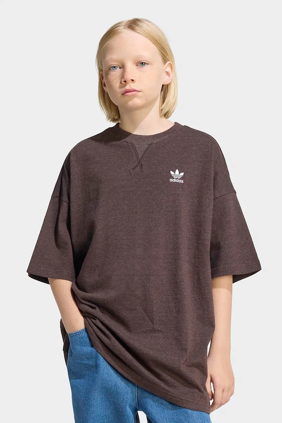 Otroška bombažna kratka majica adidas Originals Okrogel bordo KE3724