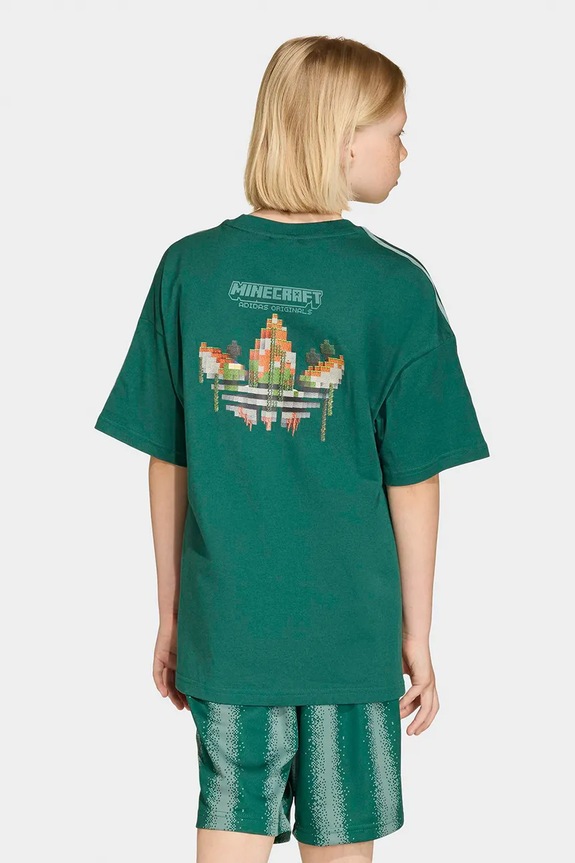 adidas Originals t-shirt in cotone per bambini applique verde KE2704