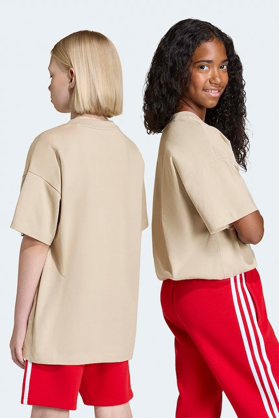 Deklice Otroška bombažna kratka majica adidas Originals KE2432 bež