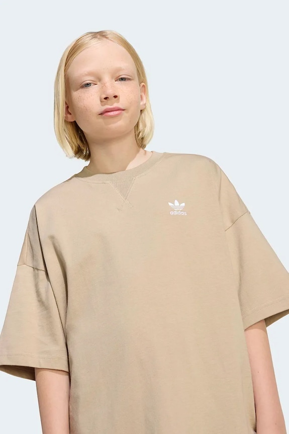Παιδικό βαμβακερό μπλουζάκι adidas Originals KE0397 μπεζ