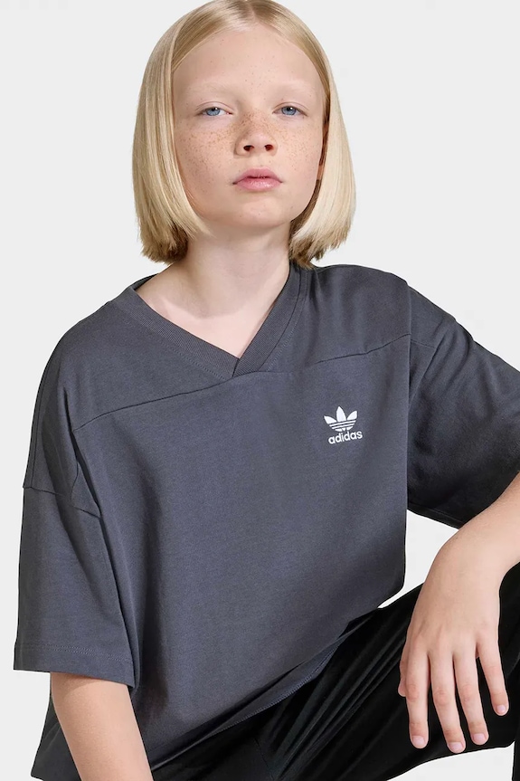 Detské bavlnené tričko adidas Originals KE2431 sivá