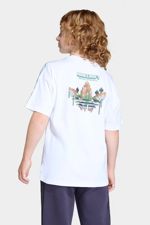 adidas Originals tricou de bumbac pentru copii print alb KE2703