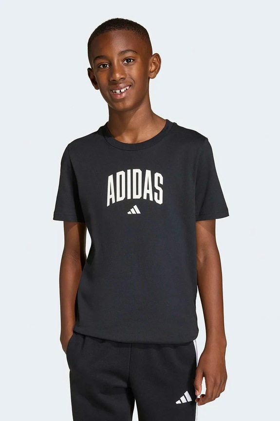 adidas t-shirt bawełniany dziecięcy czarny KE1348