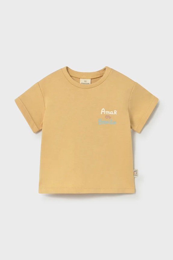 Mayoral Newborn t-shirt bawełniany niemowlęcy nadruk żółty 1077.2A.Newborn.PPY2