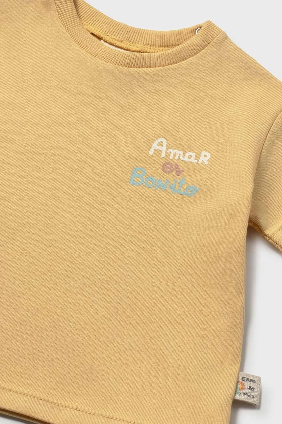Chłopiec Mayoral Newborn t-shirt bawełniany niemowlęcy 1077.2A.Newborn.PPY2 żółty