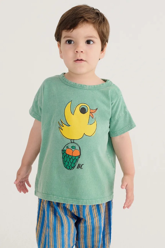 Bobo Choses t-shirt bawełniany niemowlęcy Flying Oranges nadruk turkusowy 126AB014
