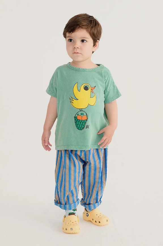 Bobo Choses t-shirt bawełniany niemowlęcy Flying Oranges turkusowy 126AB014