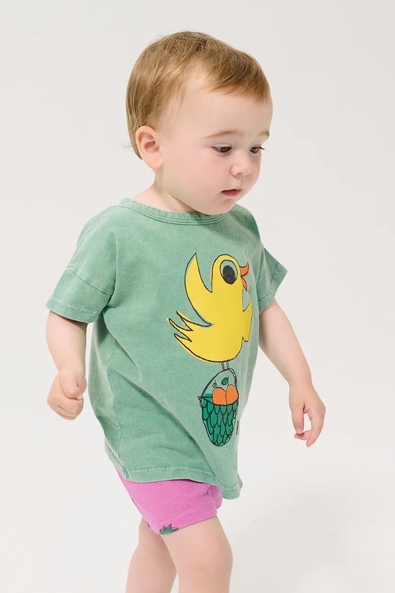 Bobo Choses t-shirt bawełniany niemowlęcy Flying Oranges 126AB014 turkusowy