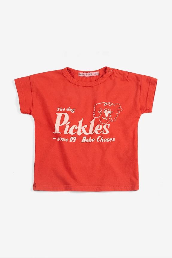 Detské bavlnené tričko Bobo Choses Pickles The Dog 126AB015 červená SS26