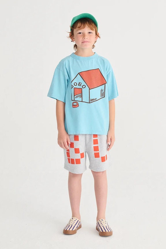 Bobo Choses tricou de bumbac pentru copii Pickles is at Home print albastru 126AC015