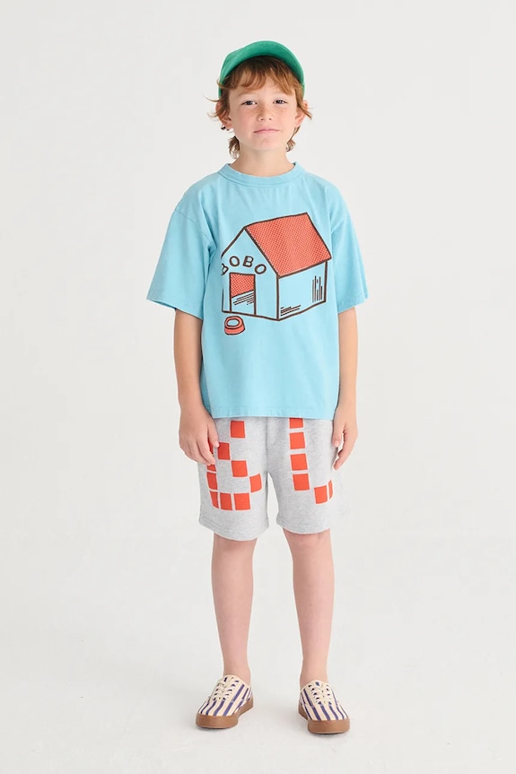Bobo Choses tricou de bumbac pentru copii Pickles is at Home print albastru 126AC015