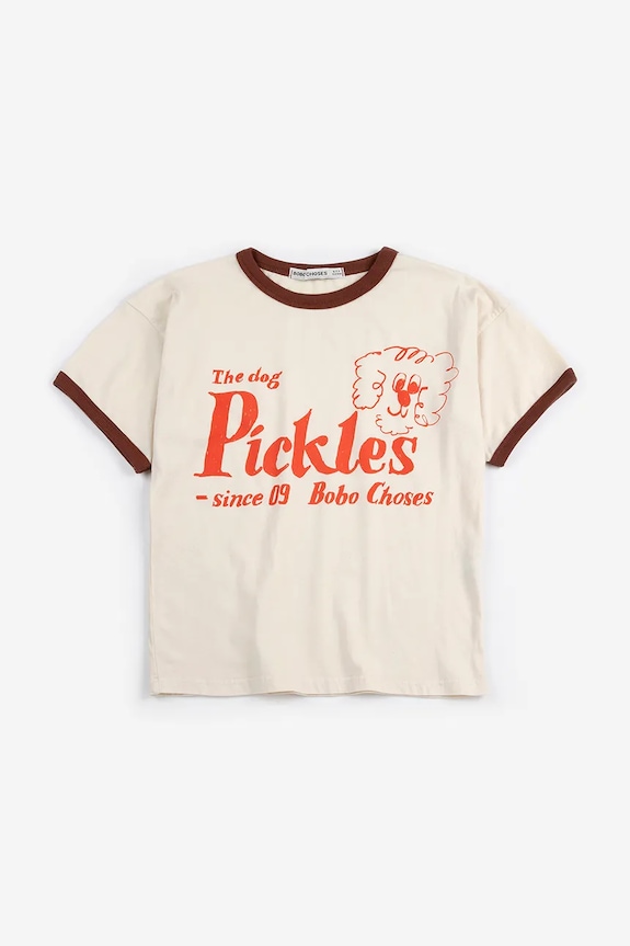 Bobo Choses tricou de bumbac pentru copii Pickles The Dog 126AC017 bej SS26