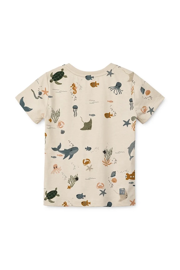 Dječja pamučna majica kratkih rukava Liewood Apia Printed Shortsleeve T-shirt LW20670.PPY2 bež SS26