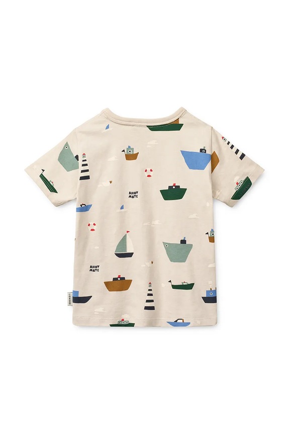 Dječja pamučna majica kratkih rukava Liewood Apia Printed Shortsleeve T-shirt LW20670.PPY2 bež SS26